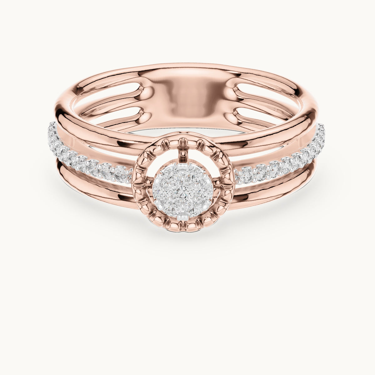 Round cut lab-grown diamond half eternity band, 0.19 CT TW, solid gold, view 9