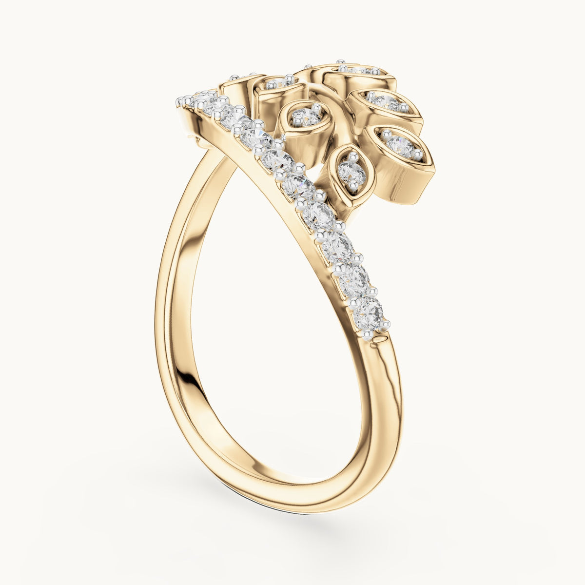 Round cut lab-grown diamond half eternity band in 14K yellow gold, 0.27 CT TW, view 2