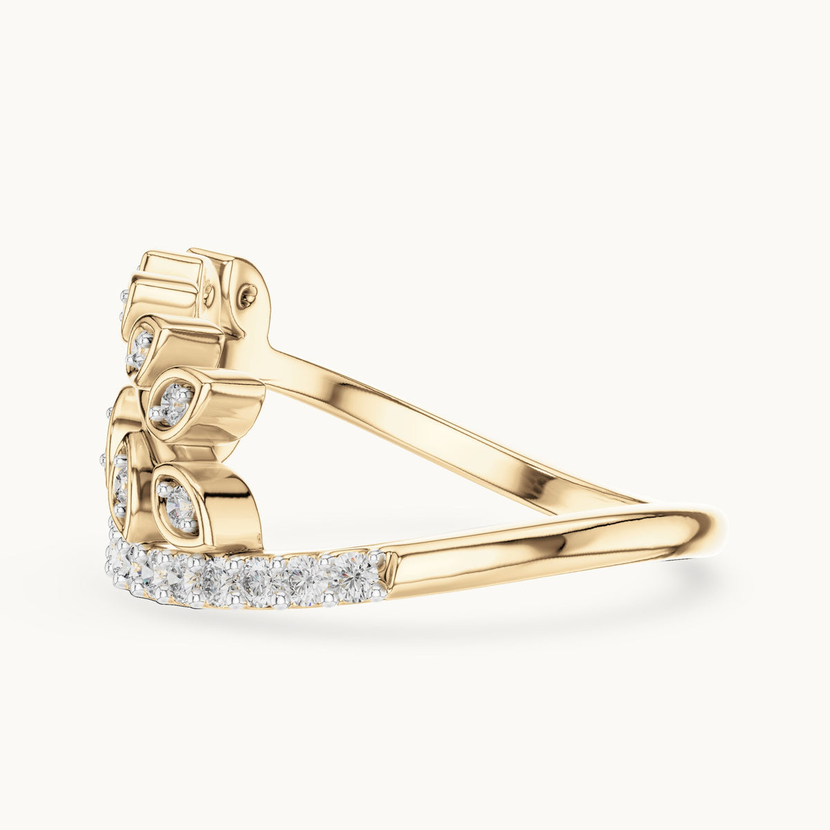 Round cut lab-grown diamond half eternity band in 14K yellow gold, 0.27 CT TW, view 3