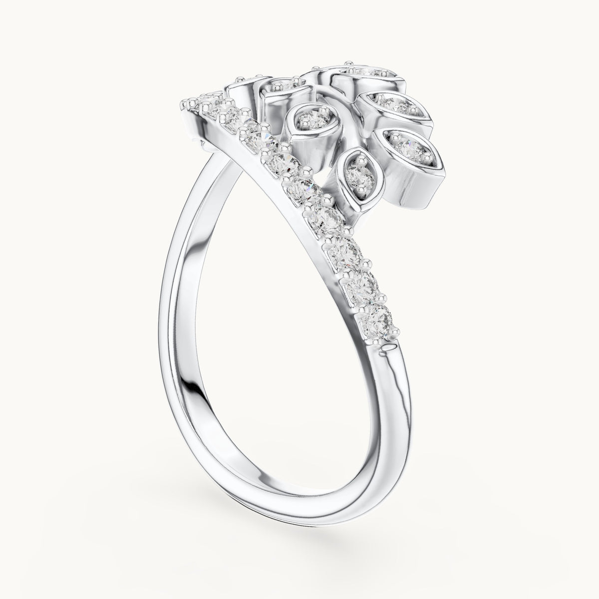 Round cut lab-grown diamond half eternity band in 14K white gold, 0.27 CT TW, view 1
