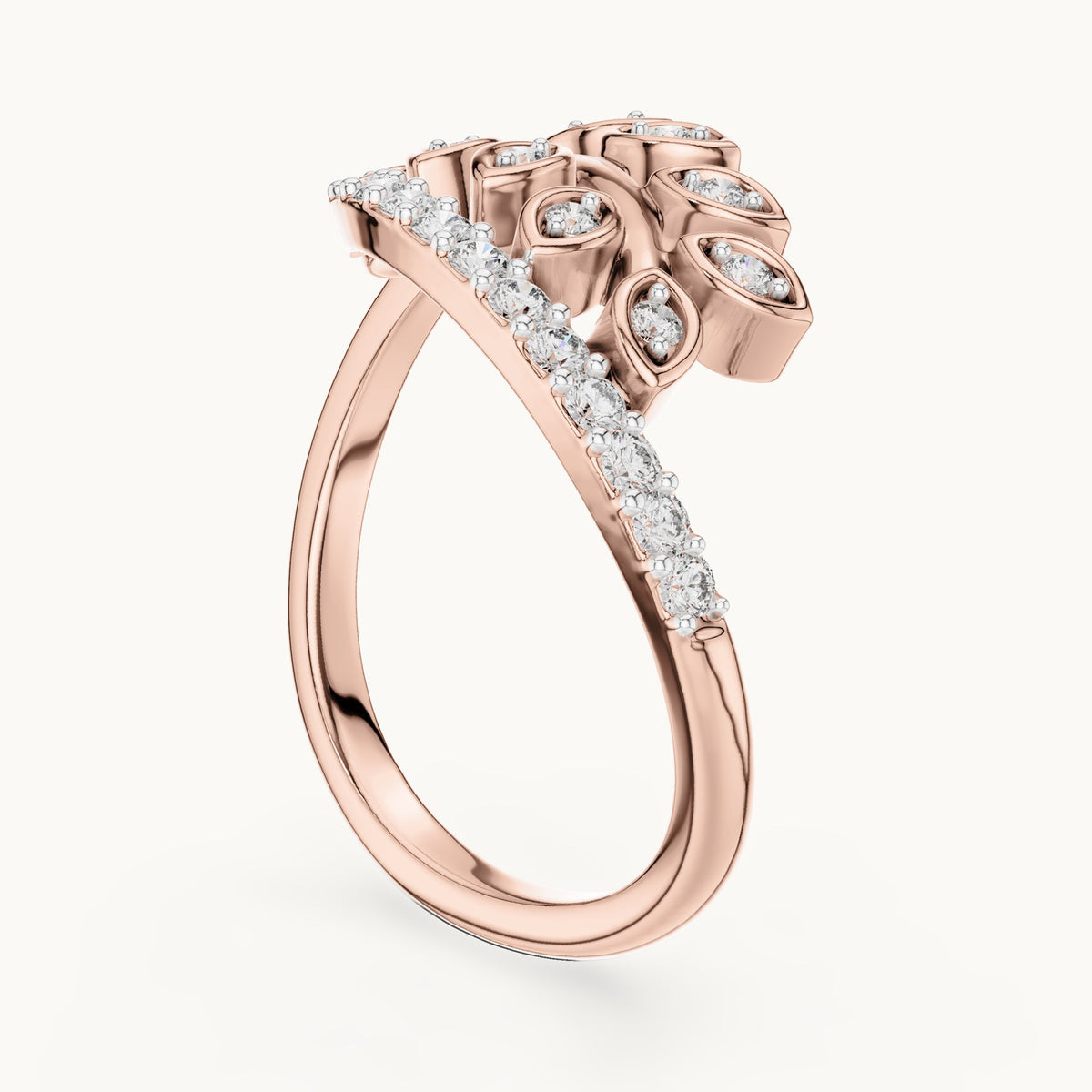 Round cut lab-grown diamond half eternity band in 14K rose gold, 0.27 CT TW, view 1