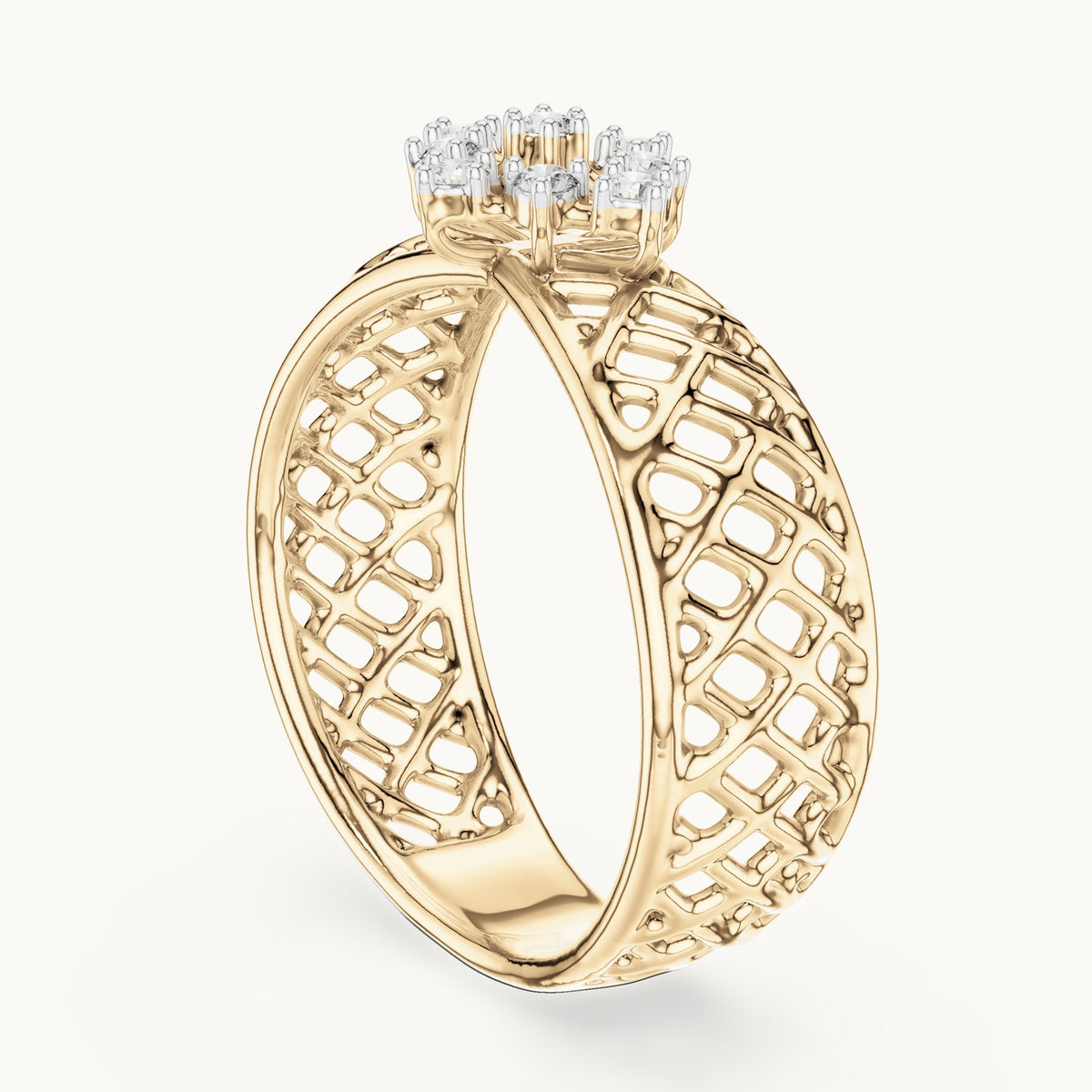 Round Cut Lab Grown Diamond Cluster Ring, 0.11ct Total, Solid Gold