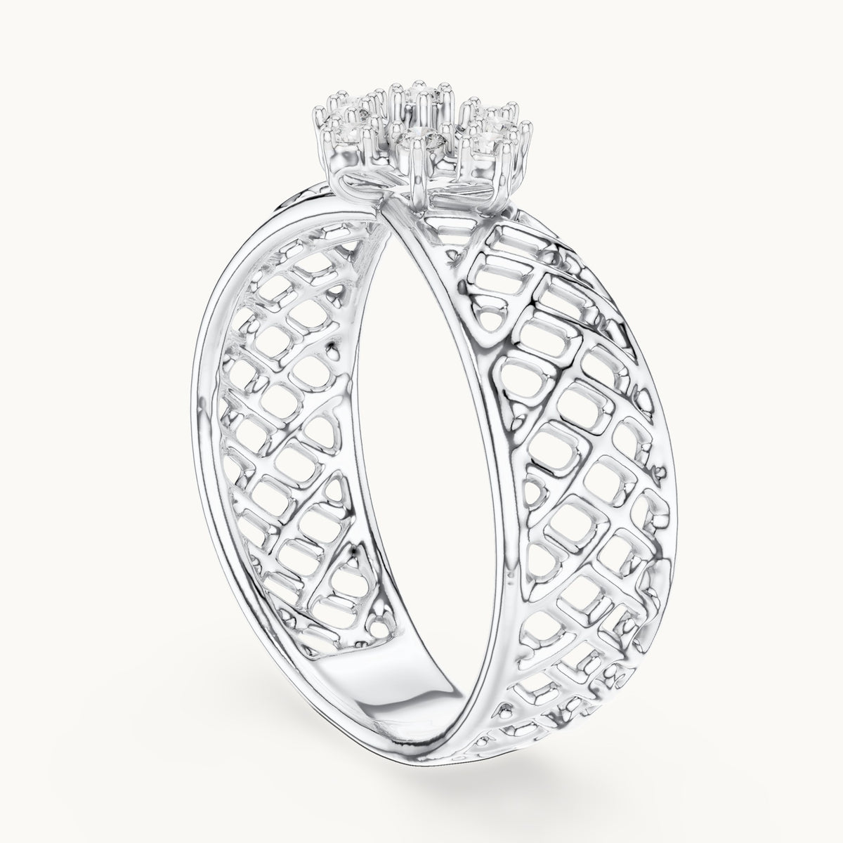 Round Cut Lab Grown Diamond Cluster Ring, 0.11ct Total, Solid Gold