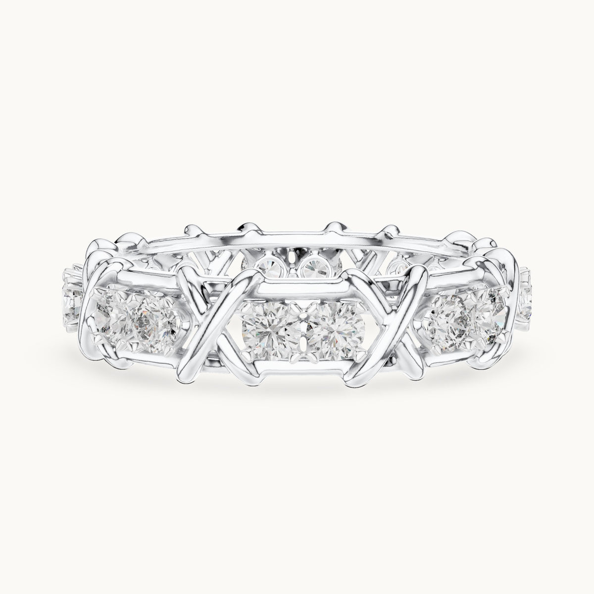 Round cut lab-grown diamond full eternity band in 14K white gold, 1.04 CT TW, view 2