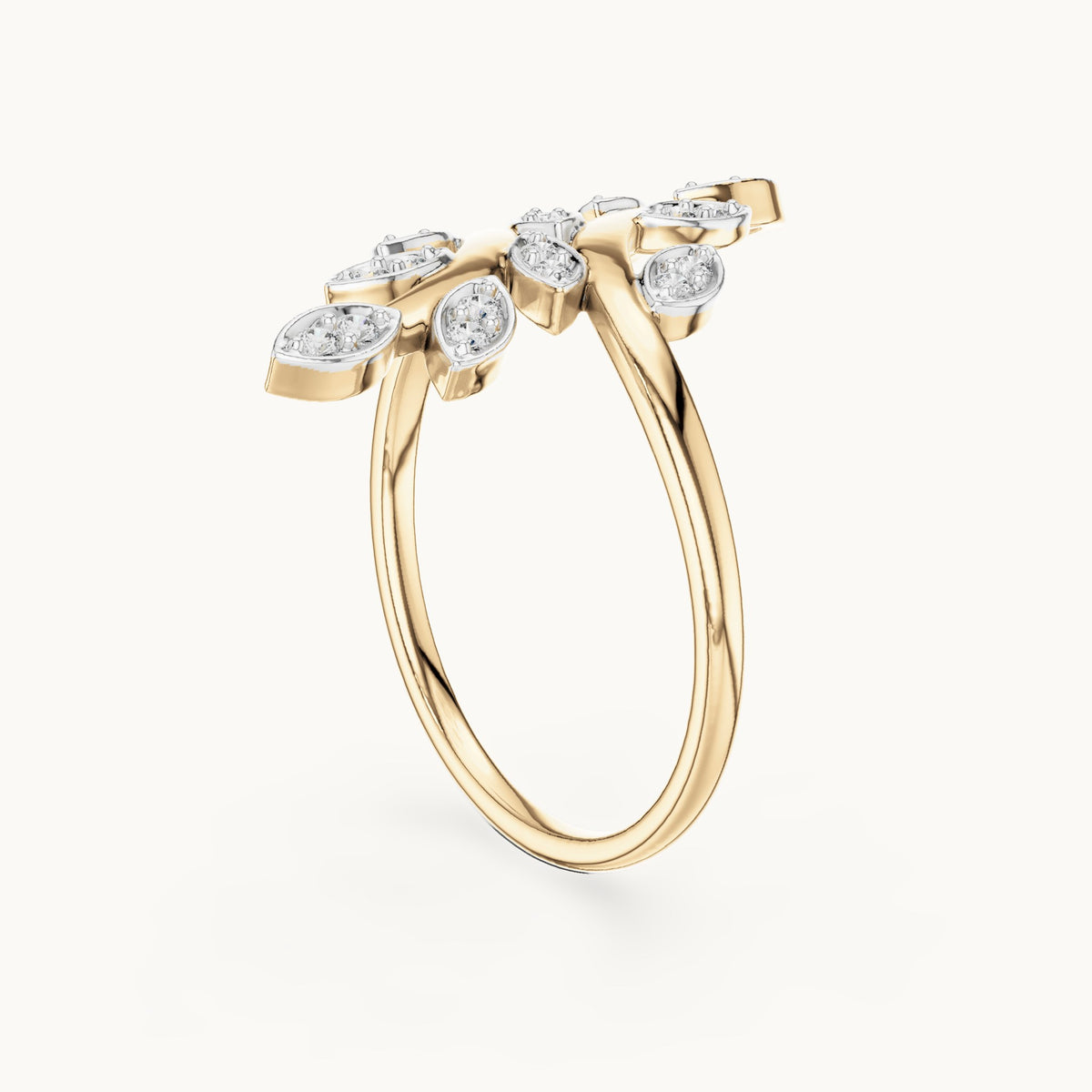 Round Cut Lab Grown Diamond Cluster Ring, 0.16ct Total, Solid Gold