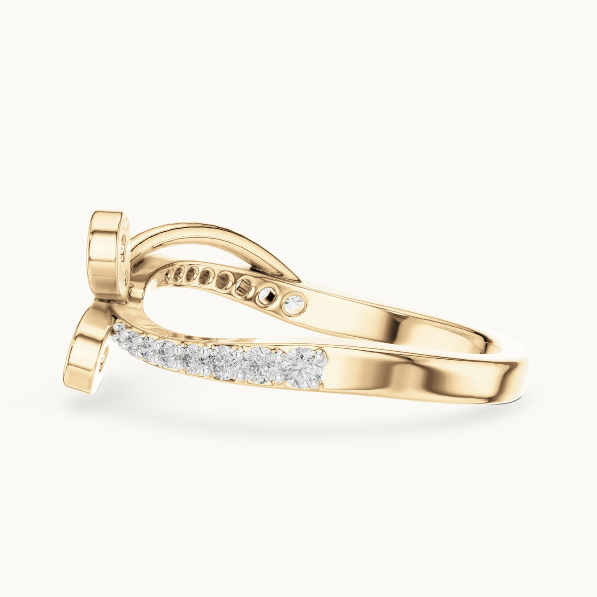 Round cut lab-grown diamond half eternity band, 0.35 CT TW, solid gold, view 3