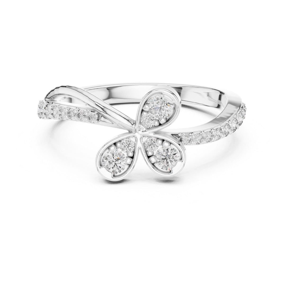 Round Cut Lab Grown Diamond Half Eternity Band, 0.35ct Total, Solid Gold