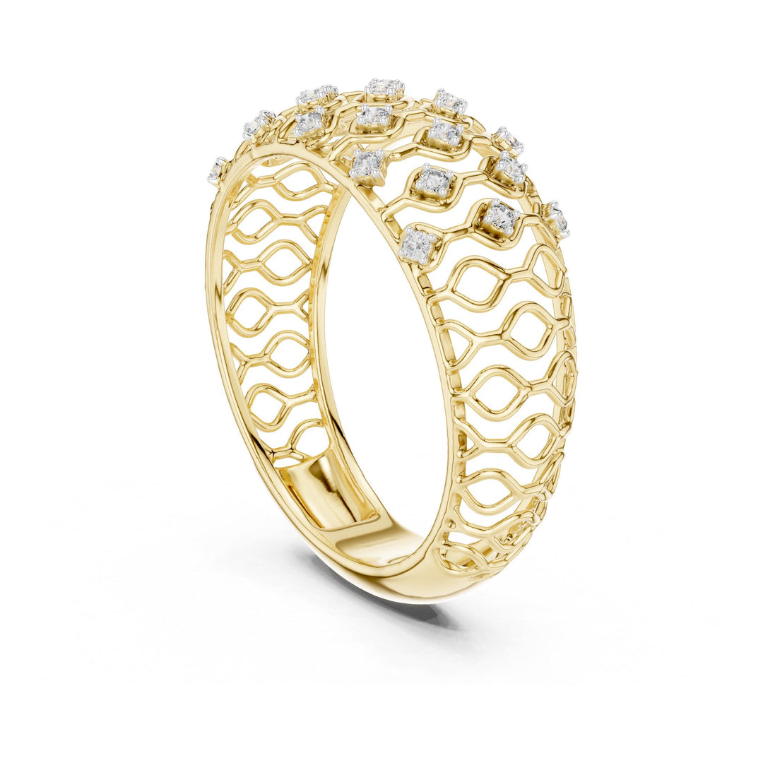 Round Cut Lab Grown Diamond Half Eternity Band, 0.14ct Total, Solid Gold