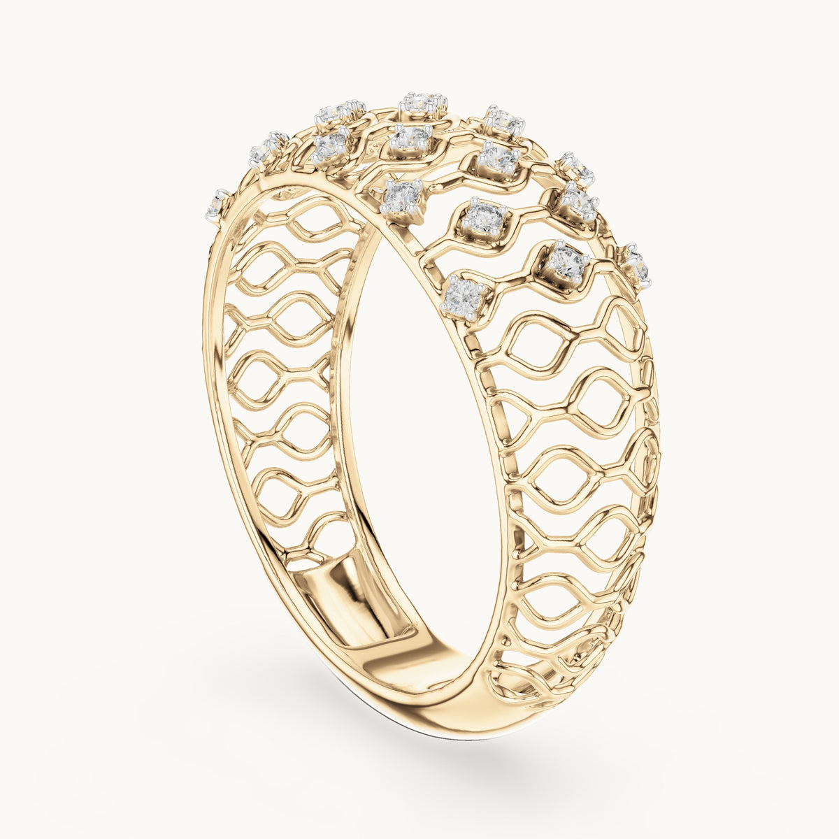 Round cut lab-grown diamond half eternity band, 0.14 CT TW, solid gold, view 2