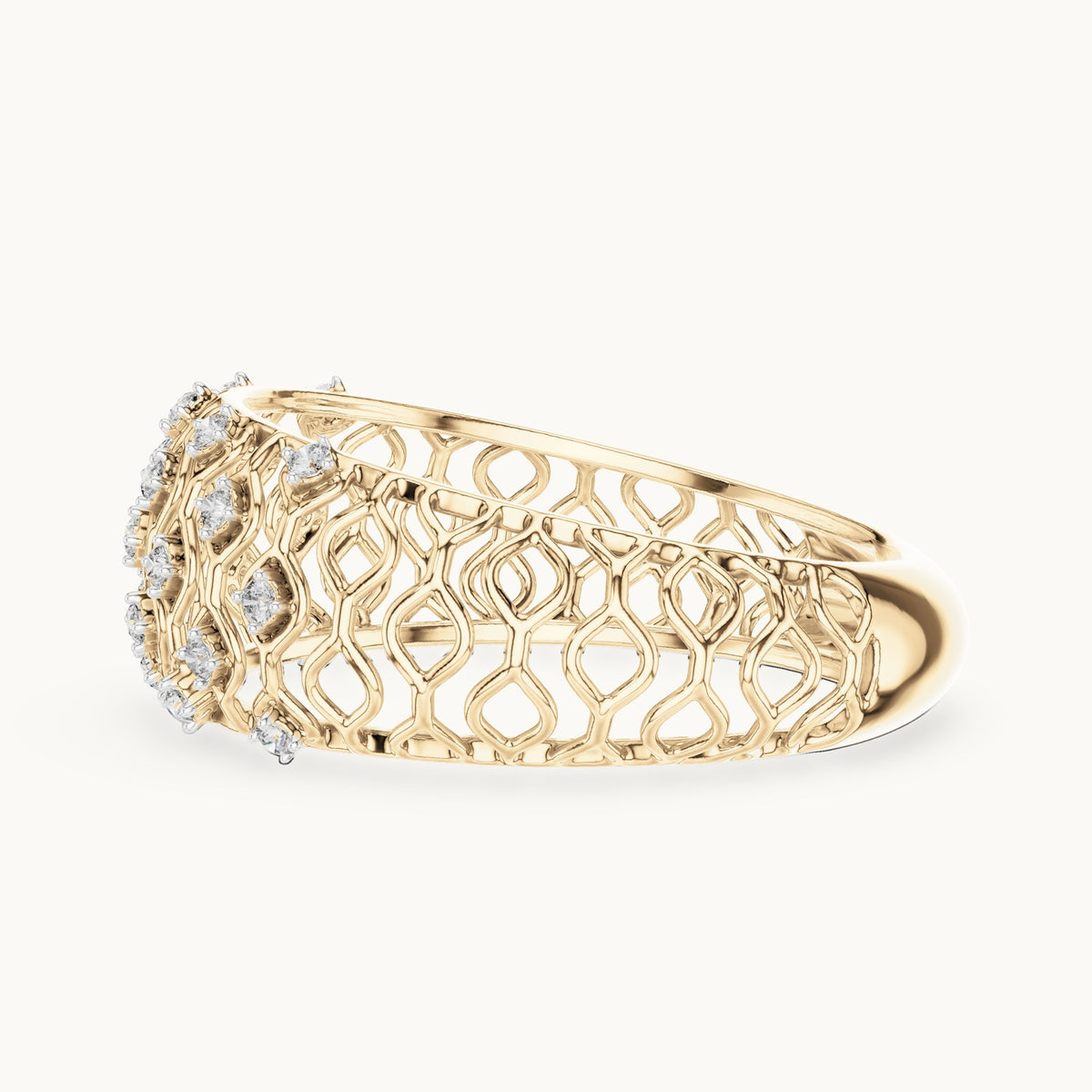 Round cut lab-grown diamond half eternity band, 0.14 CT TW, solid gold, view 3