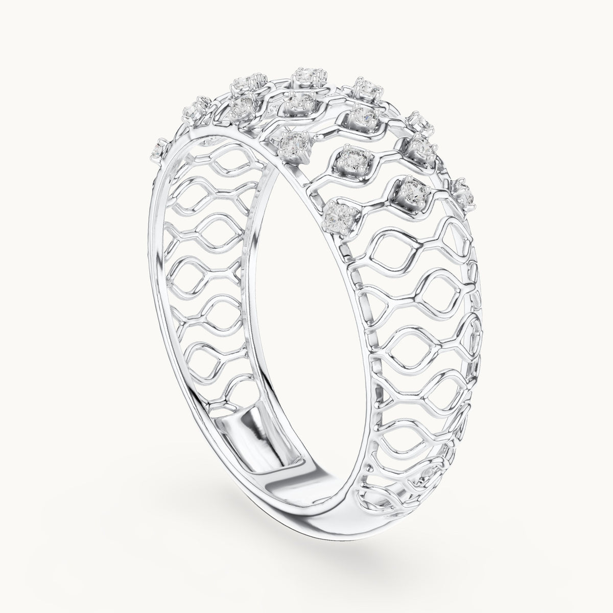 Round cut lab-grown diamond half eternity band, 0.14 CT TW, solid gold, view 4
