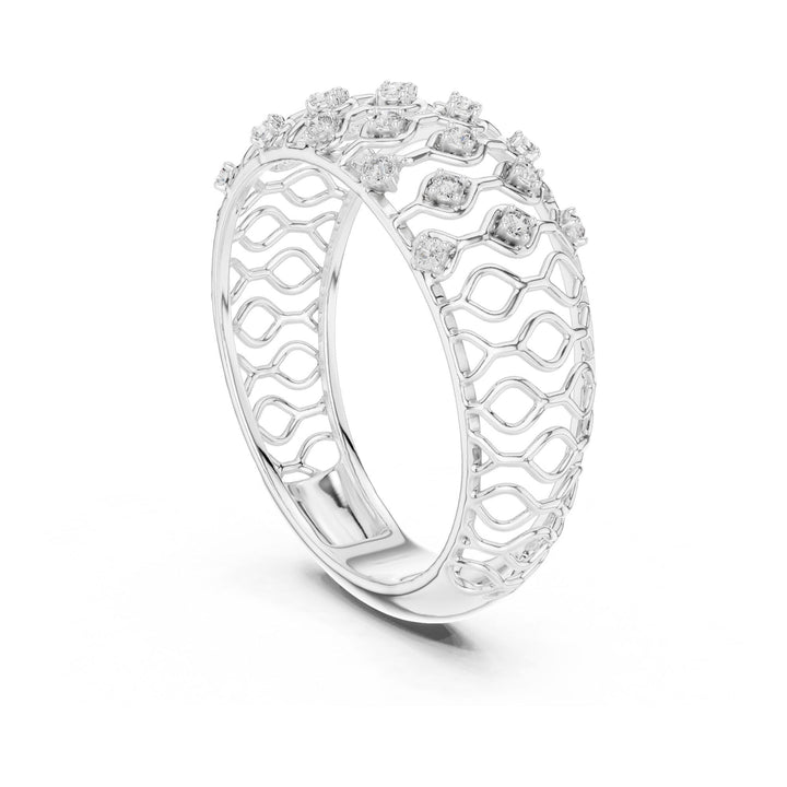 Round Cut Lab Grown Diamond Half Eternity Band, 0.14ct Total, Solid Gold