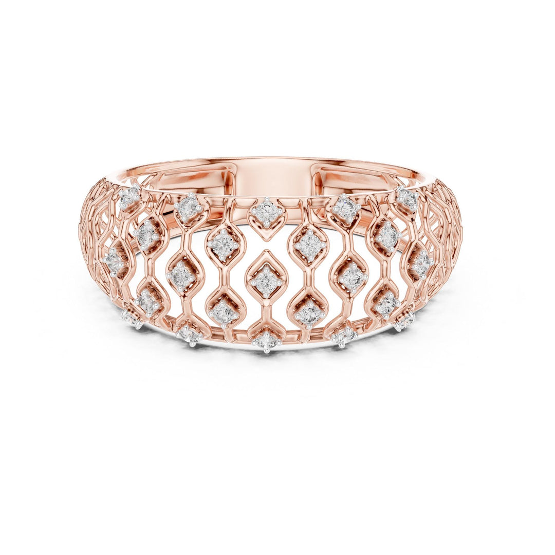 Round Cut Lab Grown Diamond Half Eternity Band, 0.14ct Total, Solid Gold