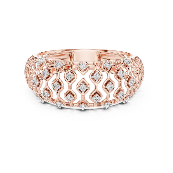 Round Cut Lab Grown Diamond Half Eternity Band, 0.14ct Total, Solid Gold