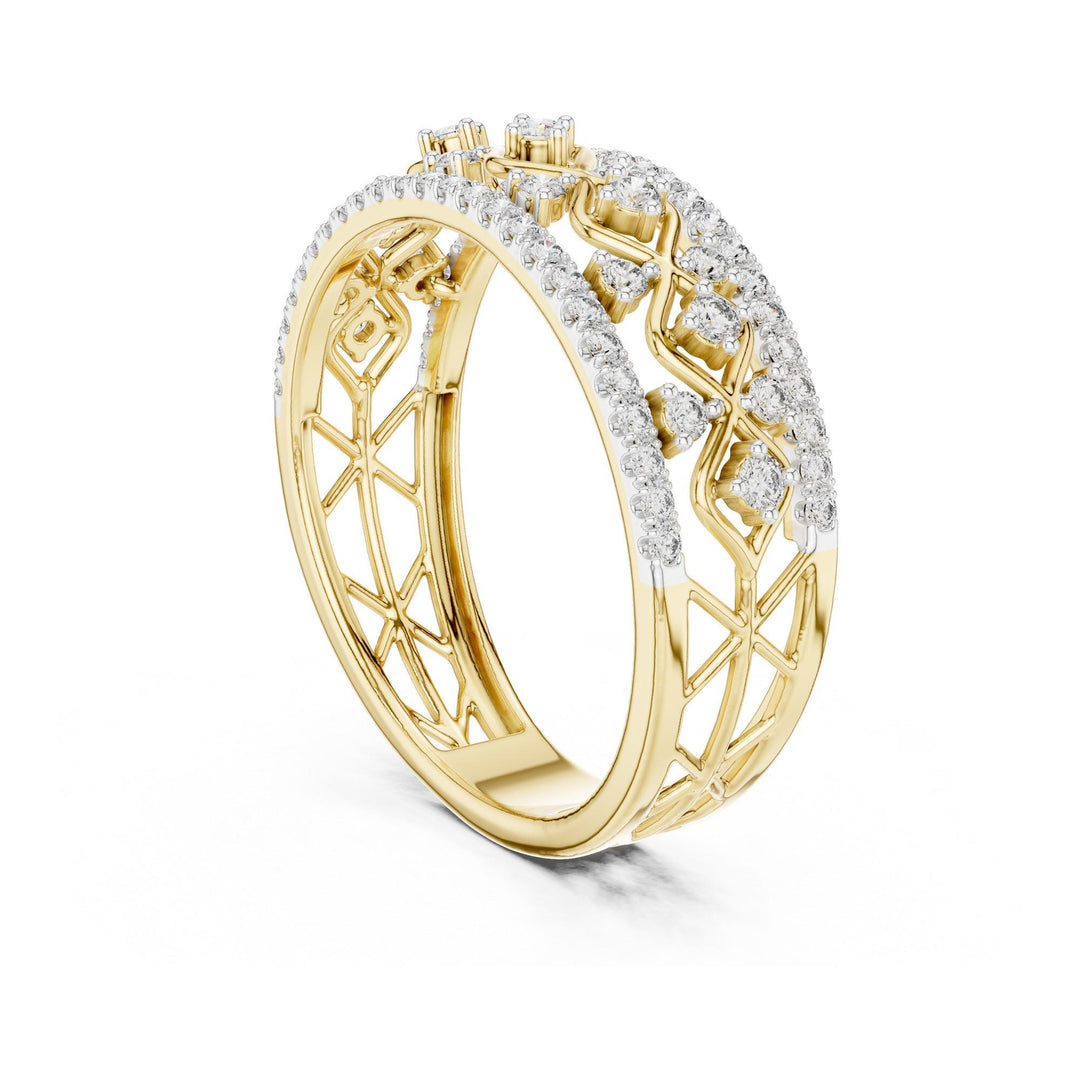 Round Cut Lab Grown Diamond Half Eternity Band, 0.47ct Total, Solid Gold