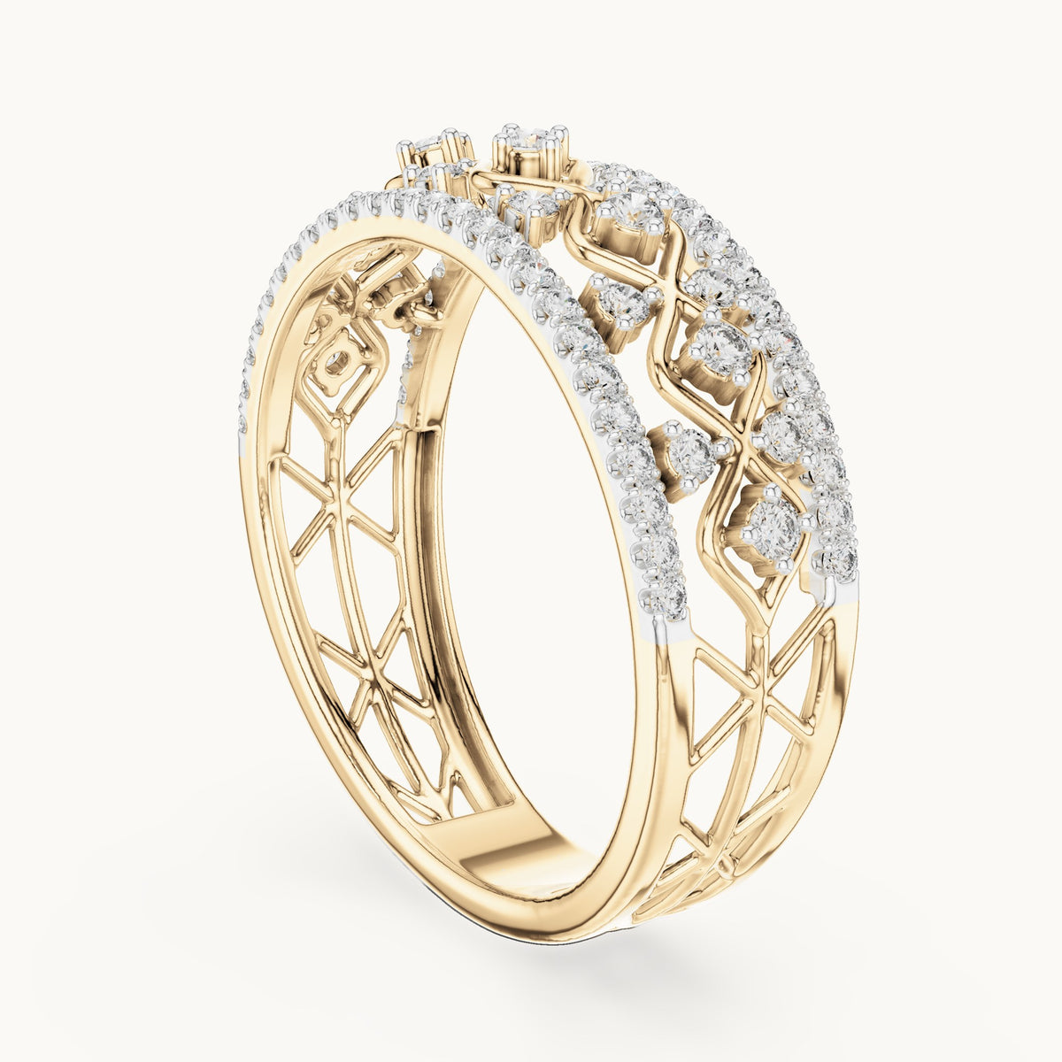 Round cut lab-grown diamond half eternity band in 14K yellow gold, 0.47 CT TW, view 2