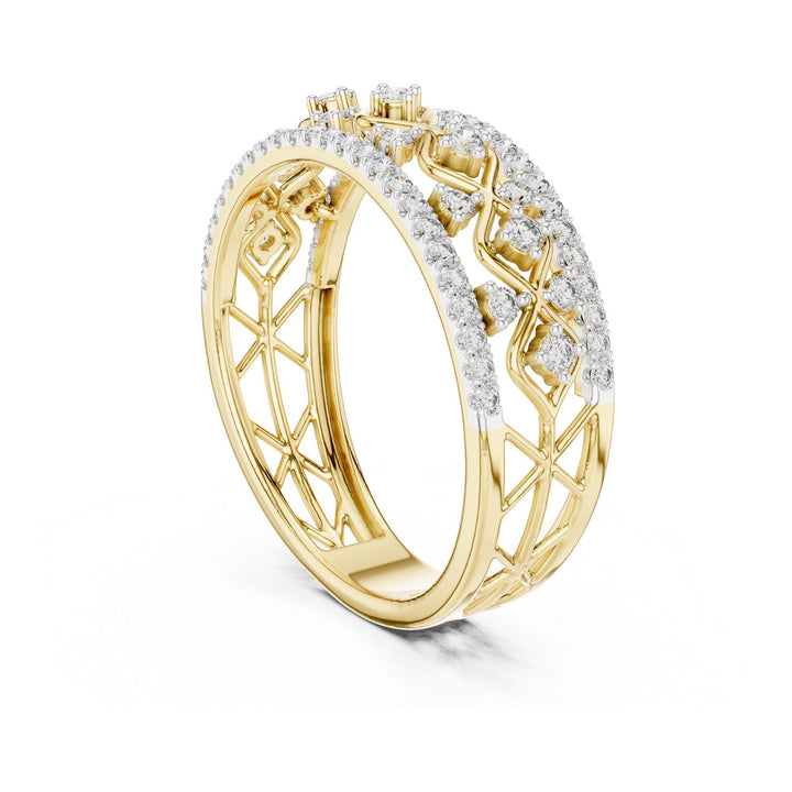 Round Cut Lab Grown Diamond Half Eternity Band, 0.47ct Total, Solid Gold