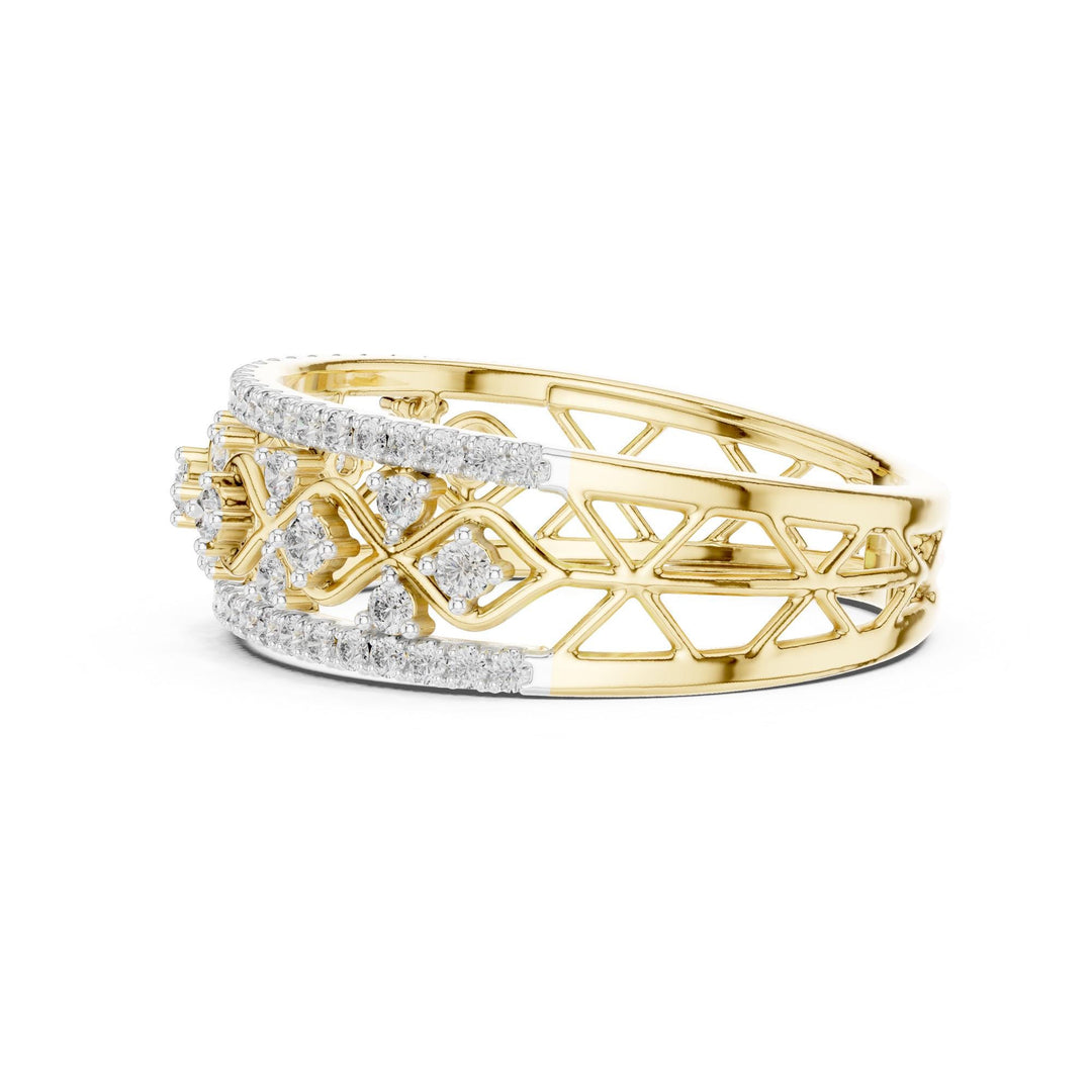 Round Cut Lab Grown Diamond Half Eternity Band, 0.47ct Total, Solid Gold