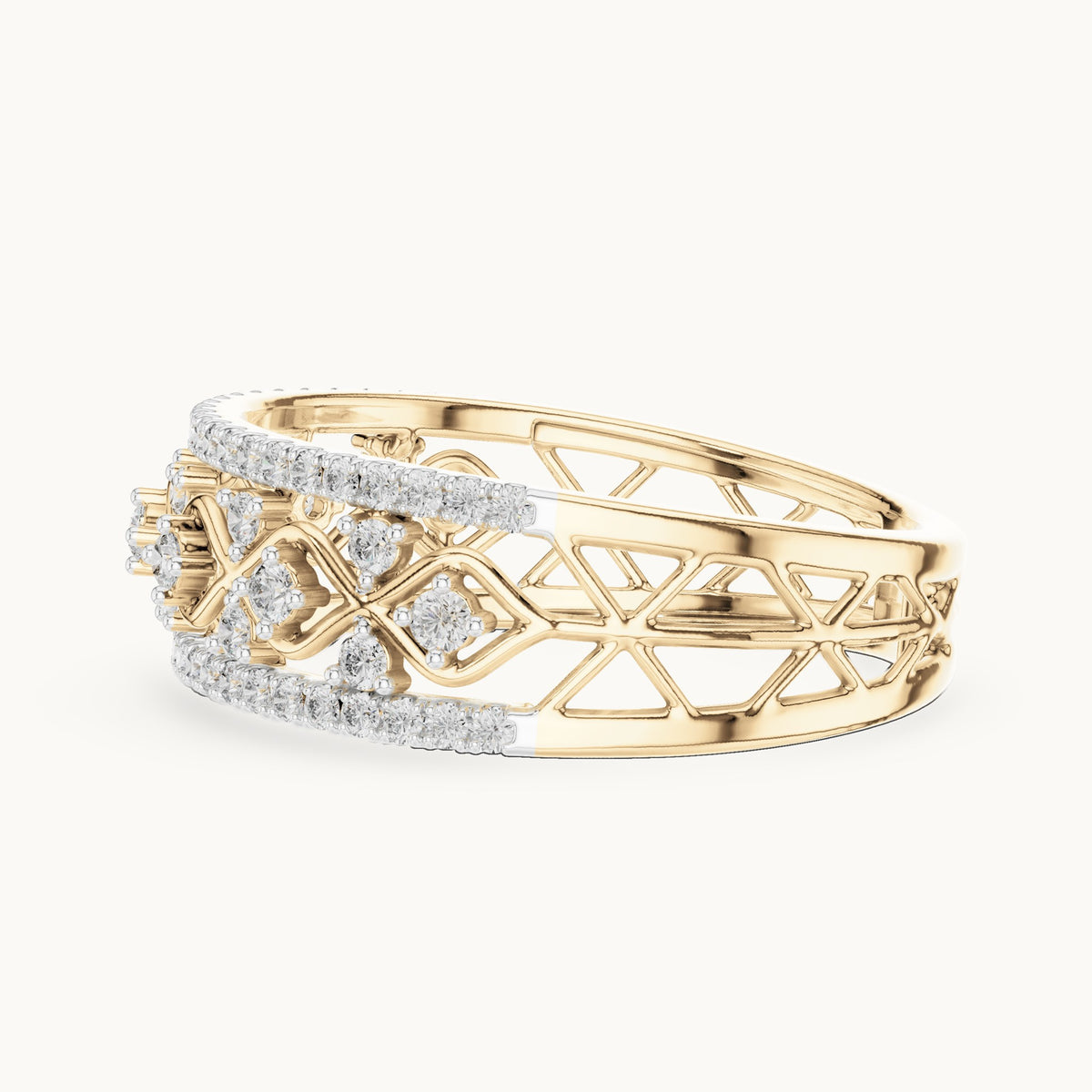 Round cut lab-grown diamond half eternity band in 14K yellow gold, 0.47 CT TW, view 3
