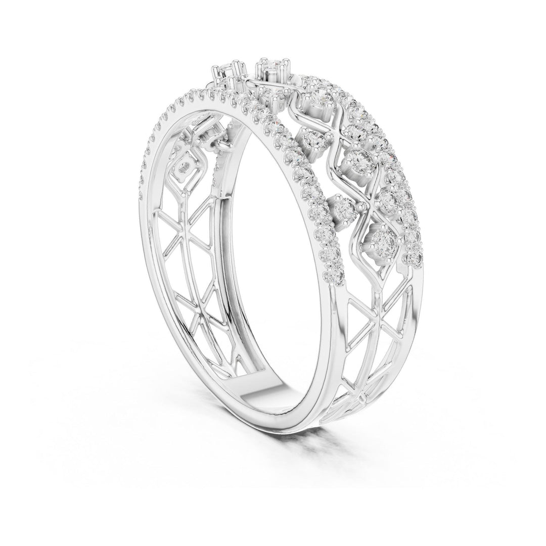 Round Cut Lab Grown Diamond Half Eternity Band, 0.47ct Total, Solid Gold