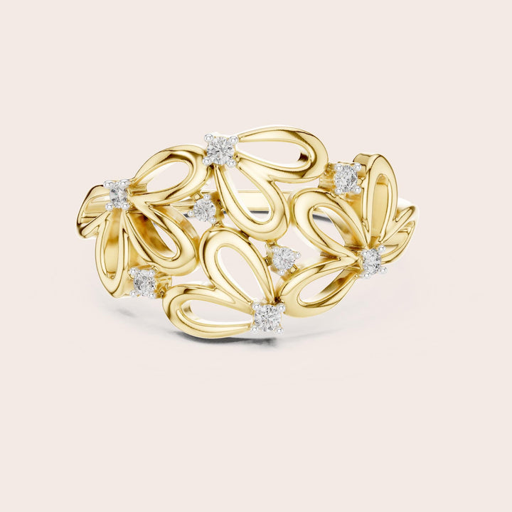 Round Cut Lab Grown Diamond Half Eternity Band, 0.09ct Total, Solid Gold
