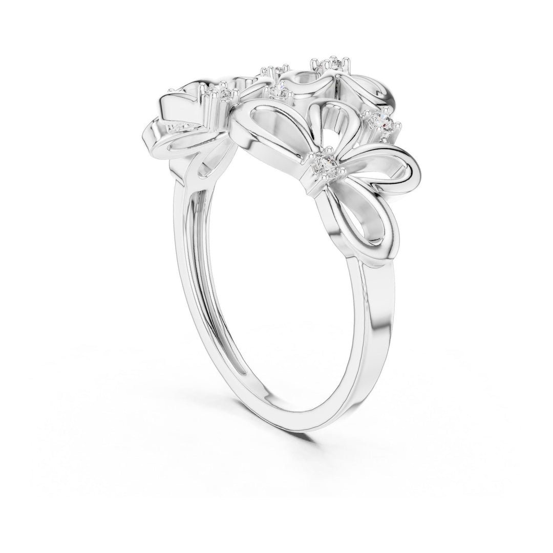 Round Cut Lab Grown Diamond Half Eternity Band, 0.09ct Total, Solid Gold