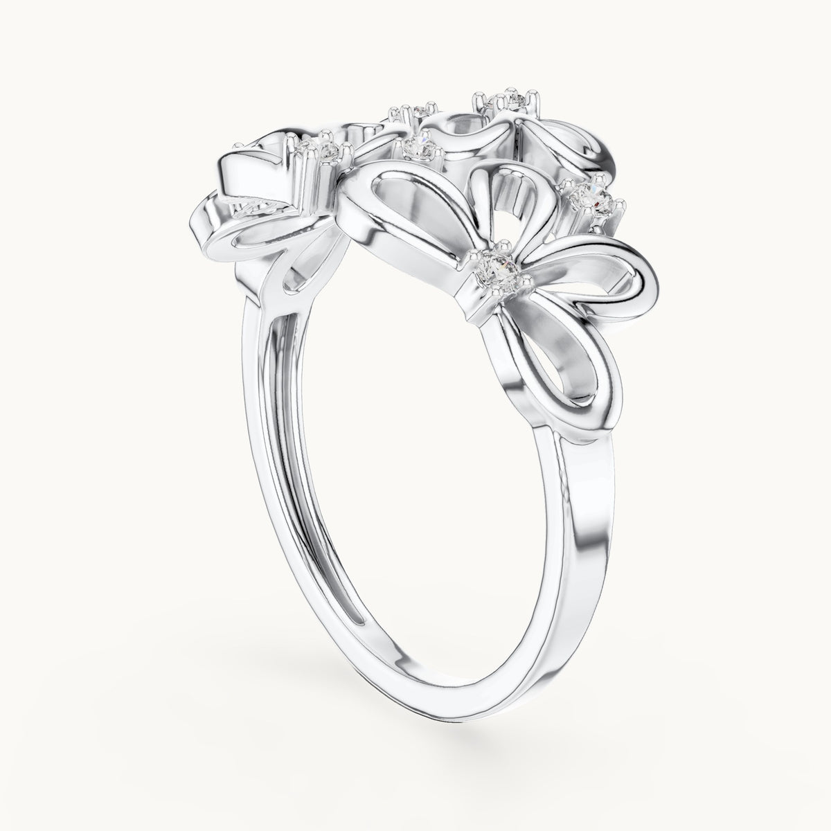Round cut lab-grown diamond half eternity band in 14K white gold, 0.09 CT TW, view 1