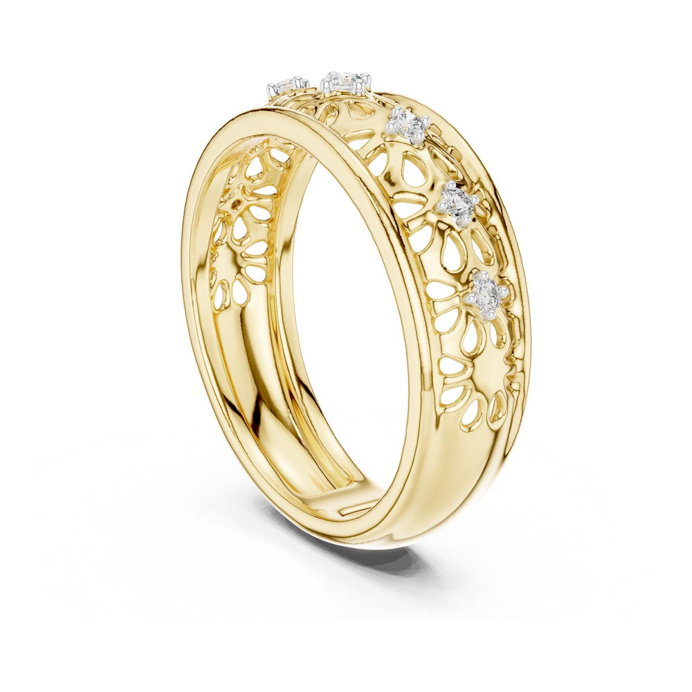 Round Cut Lab Grown Diamond Half Eternity Band, 0.08ct Total, Solid Gold