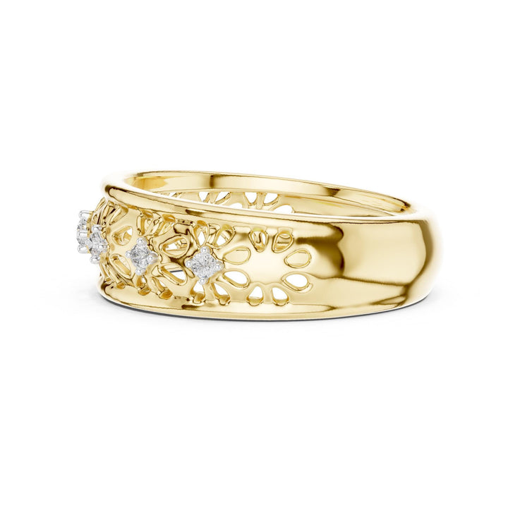 Round Cut Lab Grown Diamond Half Eternity Band, 0.08ct Total, Solid Gold