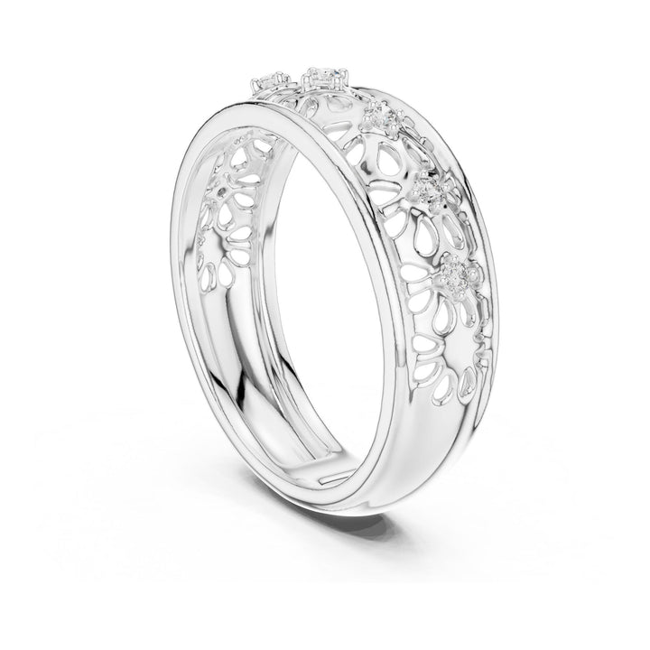 Round Cut Lab Grown Diamond Half Eternity Band, 0.08ct Total, Solid Gold
