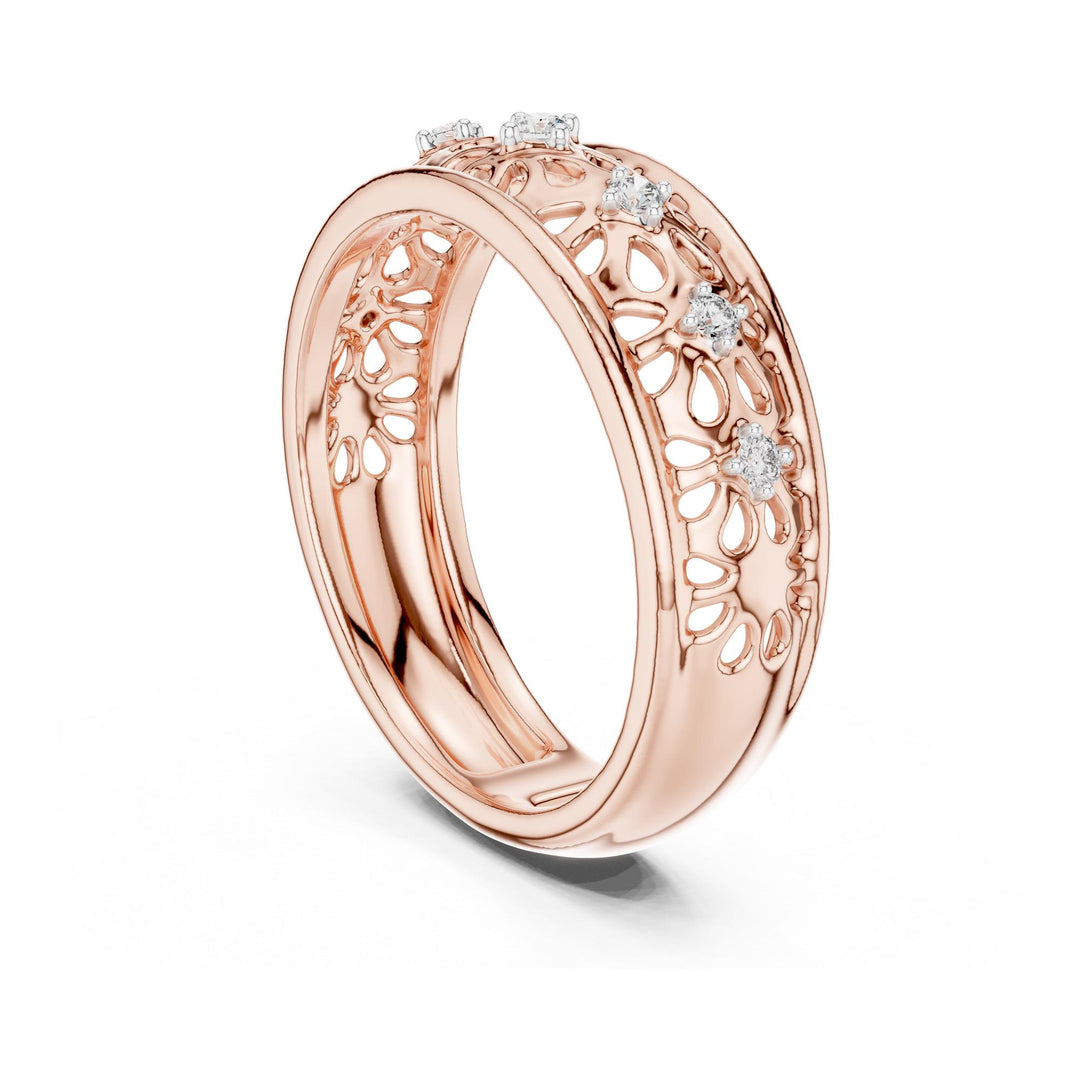 Round Cut Lab Grown Diamond Half Eternity Band, 0.08ct Total, Solid Gold