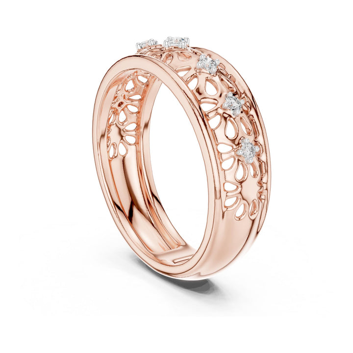 Round Cut Lab Grown Diamond Half Eternity Band, 0.08ct Total, Solid Gold