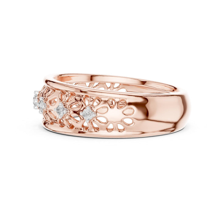 Round Cut Lab Grown Diamond Half Eternity Band, 0.08ct Total, Solid Gold