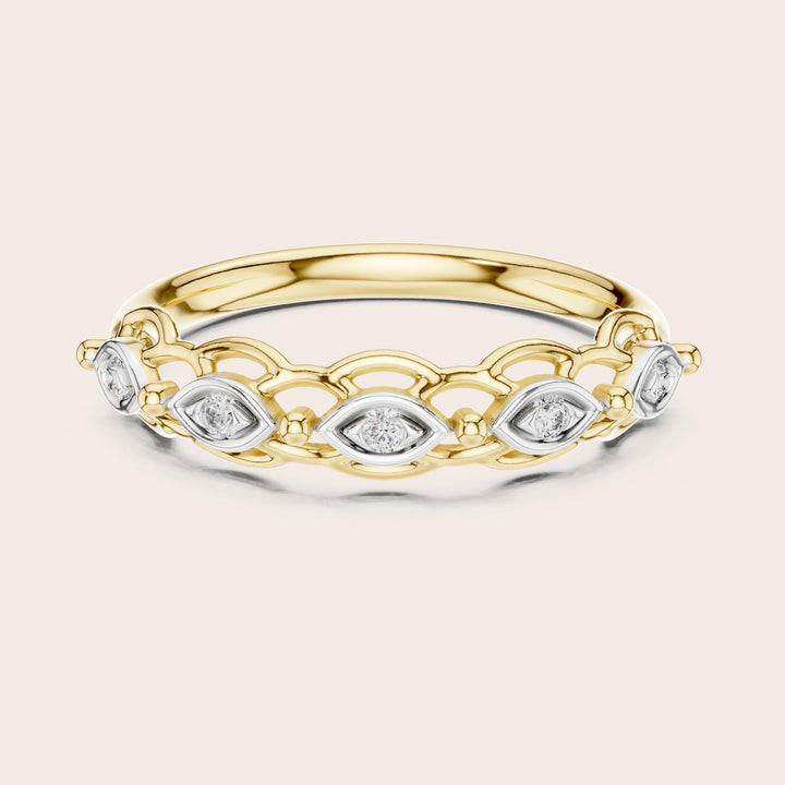 Round Cut Lab Grown Diamond Half Eternity Band, 0.06ct Total, Solid Gold