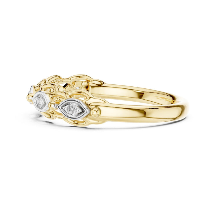 Round Cut Lab Grown Diamond Half Eternity Band, 0.06ct Total, Solid Gold