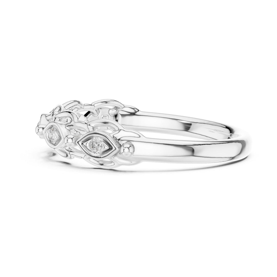 Round Cut Lab Grown Diamond Half Eternity Band, 0.06ct Total, Solid Gold