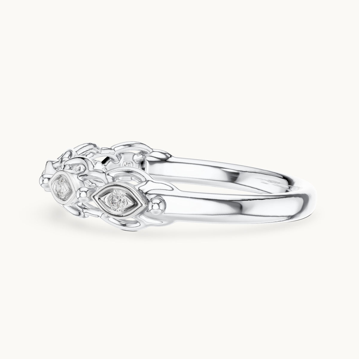 Round cut lab-grown diamond half eternity band, 0.06 CT TW, solid gold, view 5