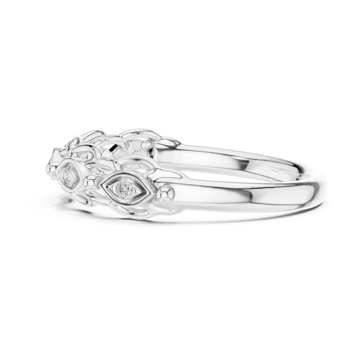 Round Cut Lab Grown Diamond Half Eternity Band, 0.06ct Total, Solid Gold