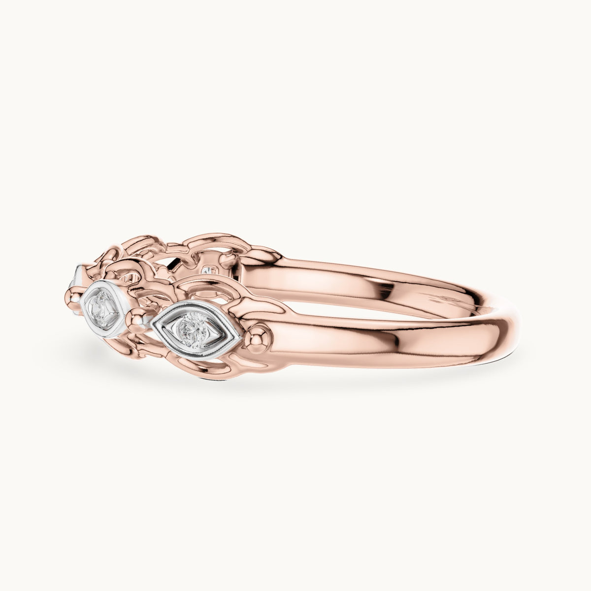 Round cut lab-grown diamond half eternity band, 0.06 CT TW, solid gold, view 8
