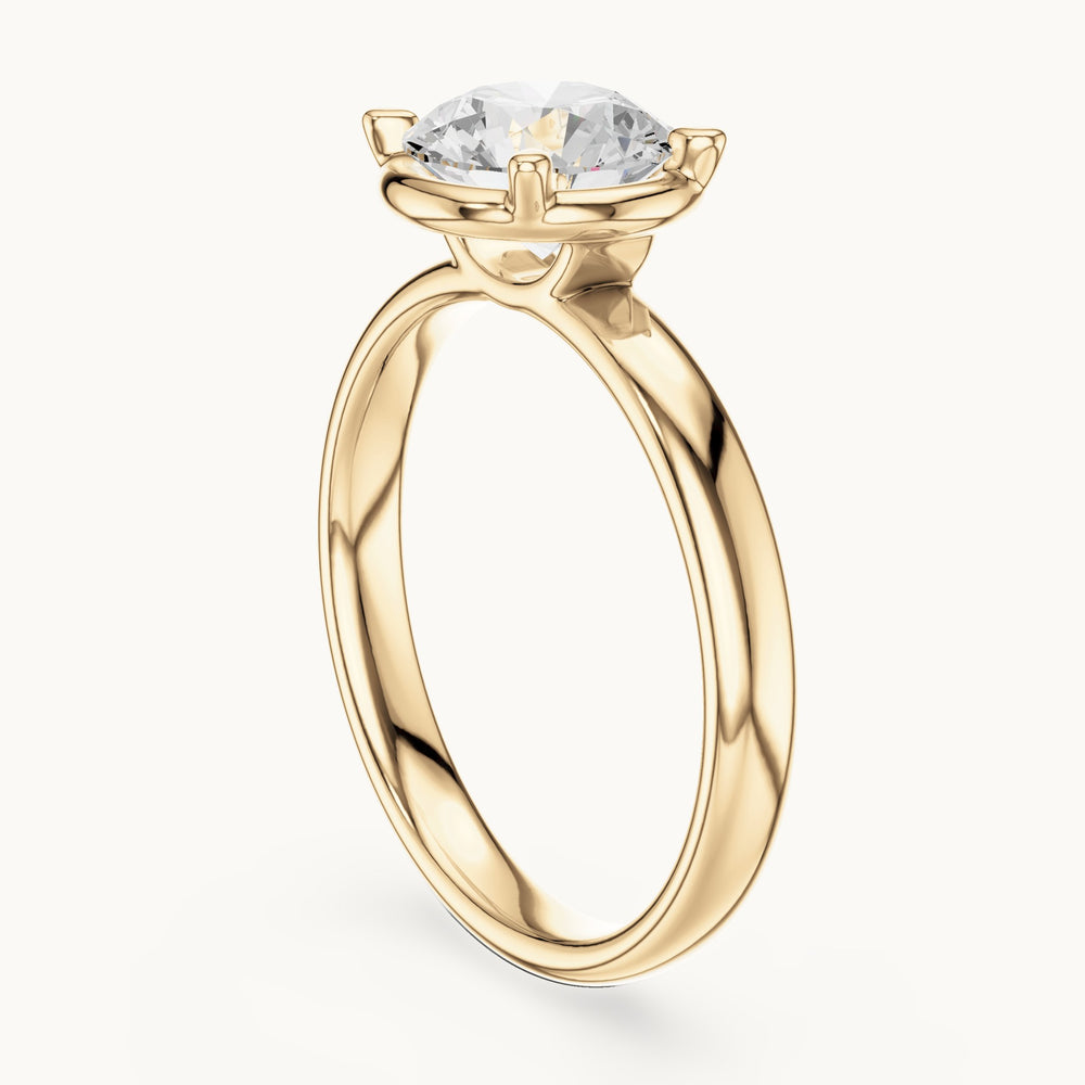 Round lab-grown diamond basket-set solitaire engagement ring in yellow gold, 1.50 CT TW, view 1
