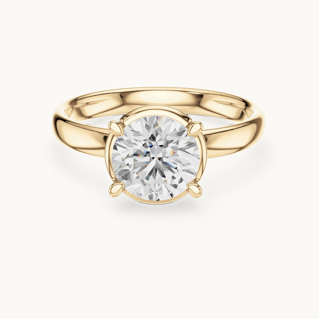 Round lab-grown diamond basket-set solitaire engagement ring in yellow gold, 1.50 CT TW, view 4