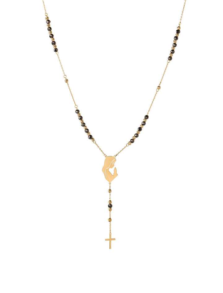 18K GOLD VIRGIN MARY ROSARY NECKLACE