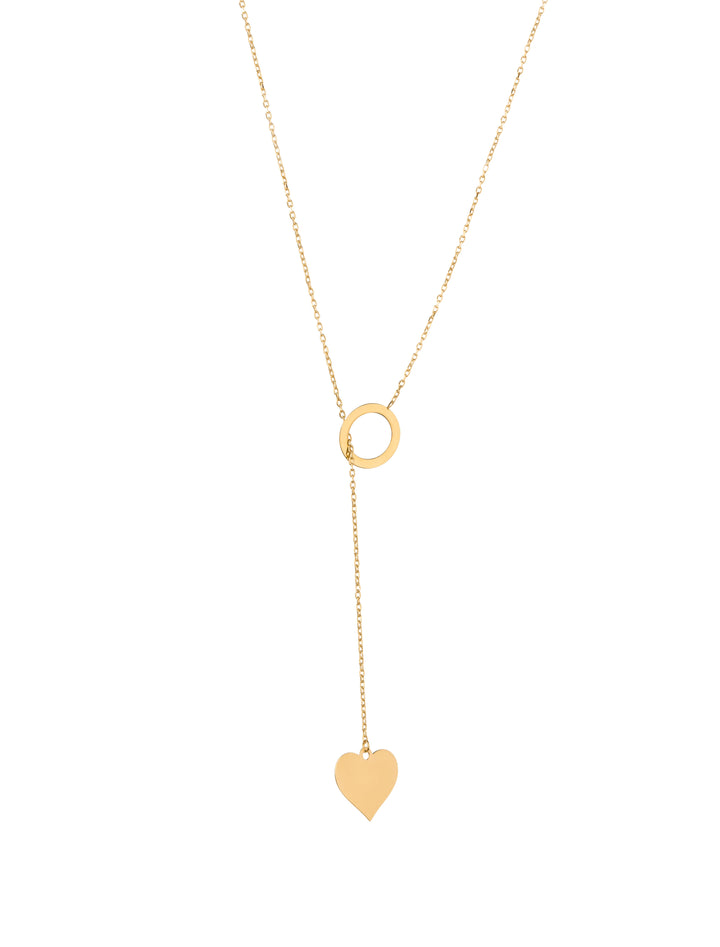 18K GOLD HEART PLUNGE NECKLACE