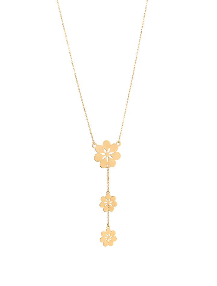 18K GOLD DANGLING BLOOMS NECKLACE