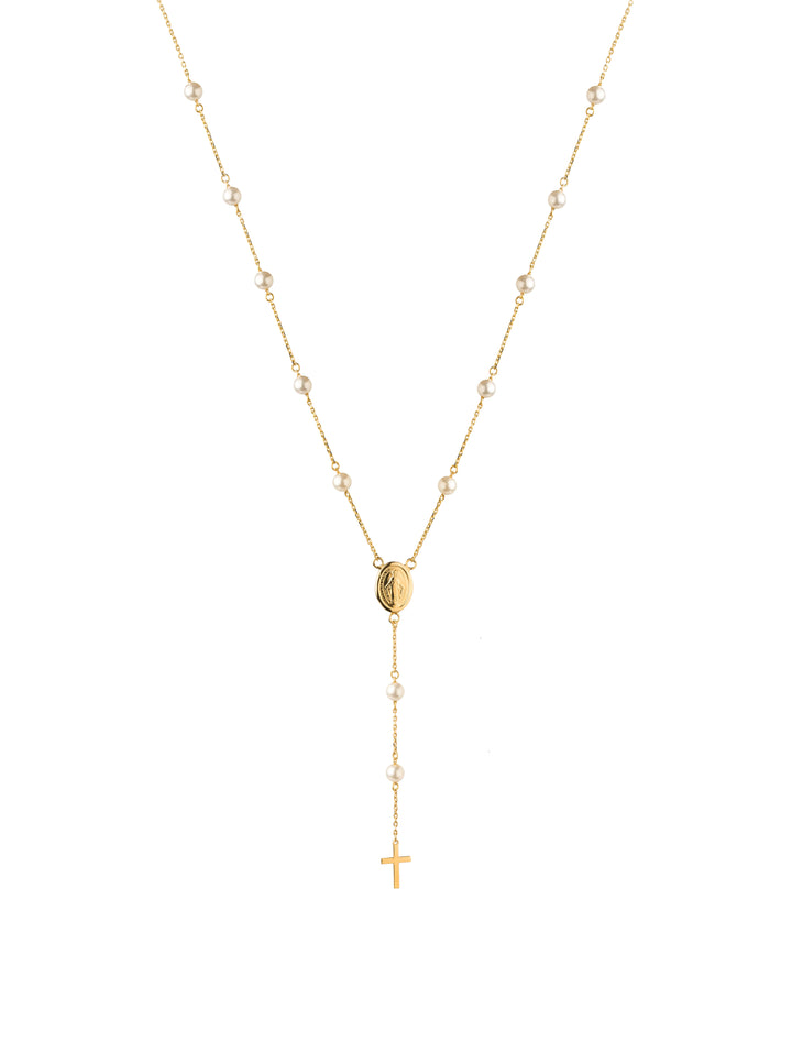 18K GOLD PRAY ROSARY NECKLACE