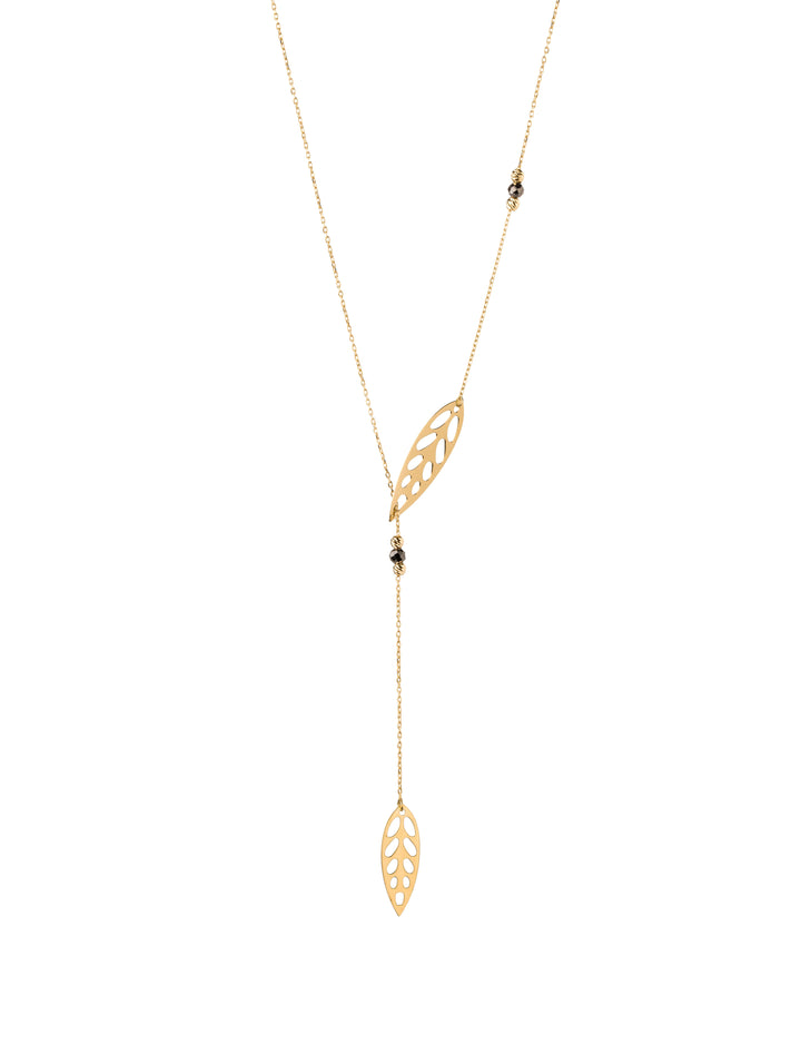 18K GOLD LEAF PLUNGE NECKLACE