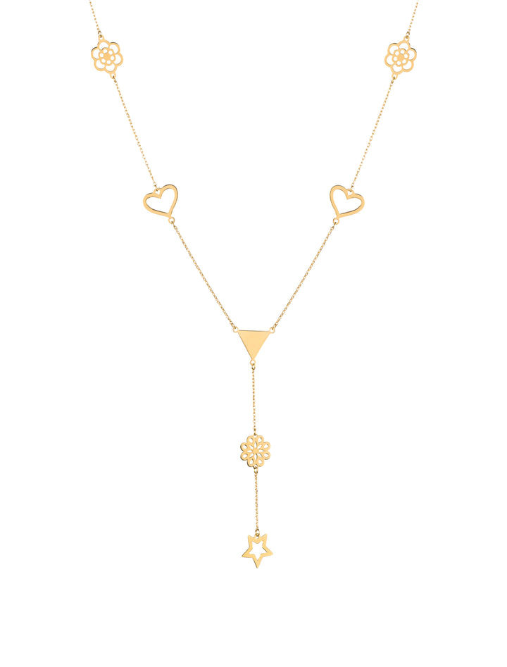 18K GOLD CHARM DROP NECKLACE