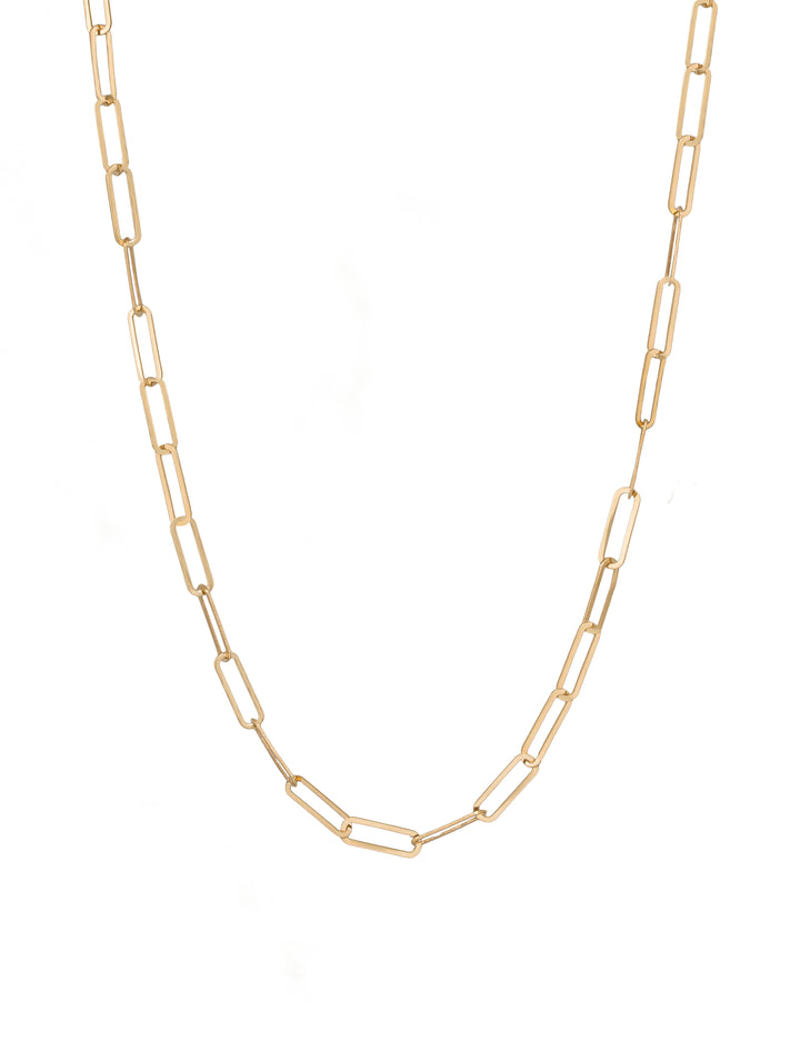 18K GOLD PLAIN PAPER CLIP NECKLACE