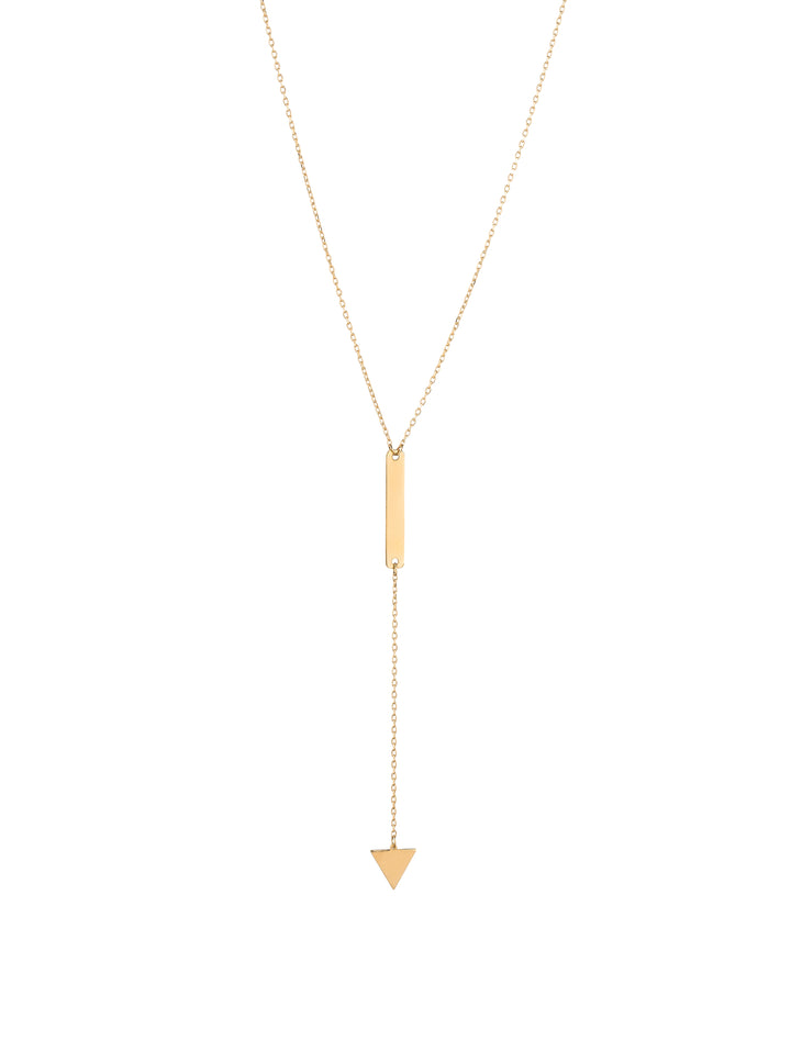 18K GOLD BAR TRIANGLE DROP NECKLACE