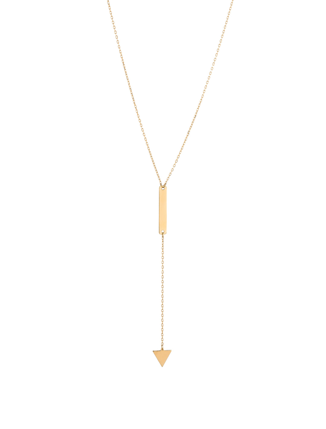 18K GOLD BAR TRIANGLE DROP NECKLACE
